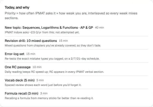 Planner: Today, and why — each task with a one-line reason.